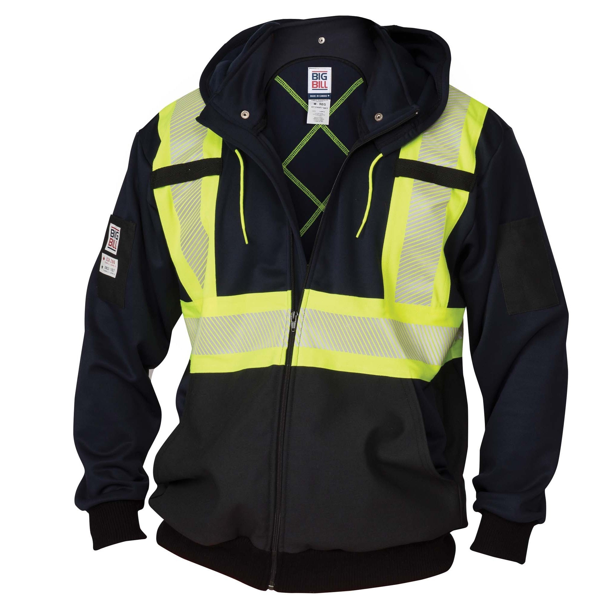 High Visibility Zip-Front Hoodie with Reflective Material – Big Bill