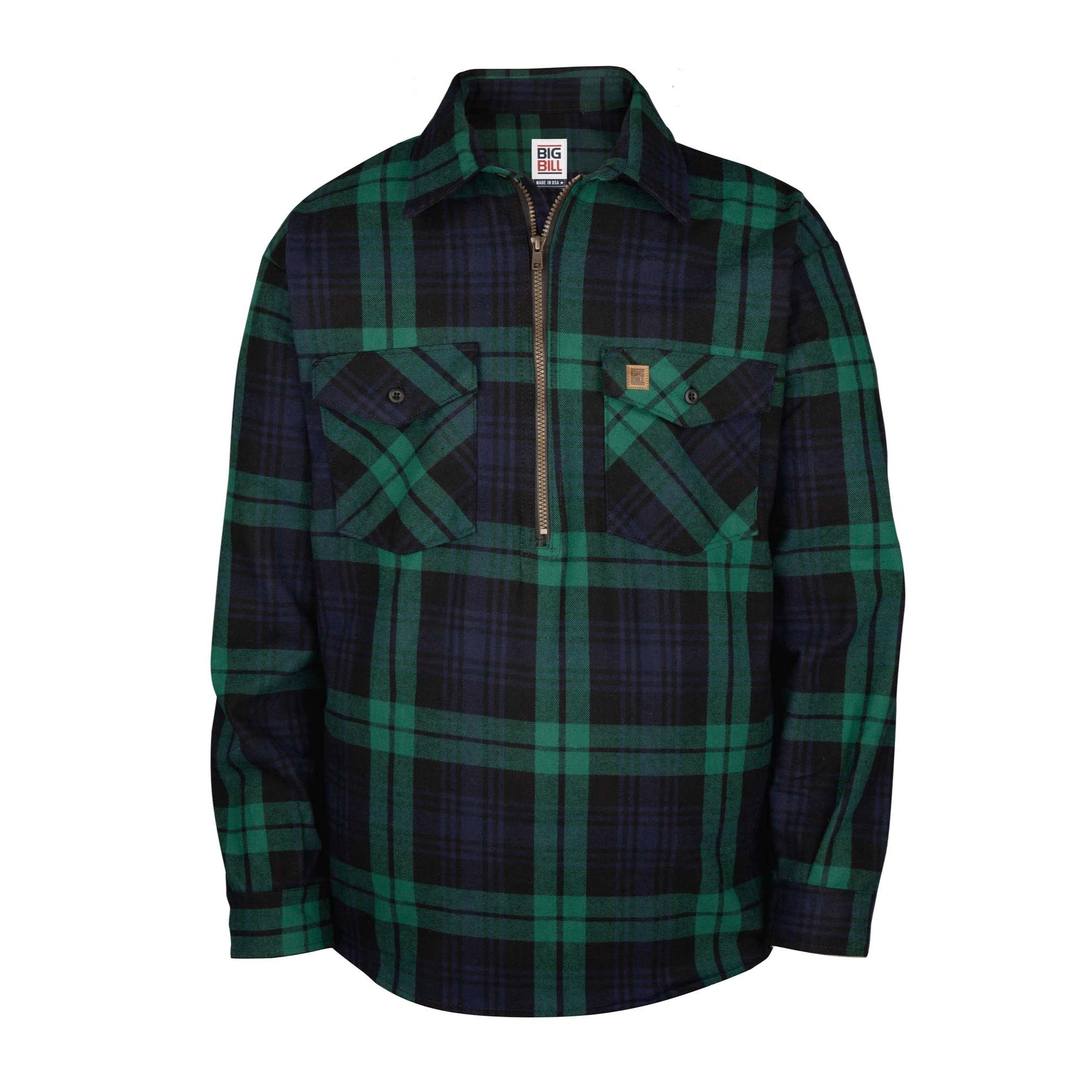 Long-Sleeve Premium Flannel Shirt with Half-Zip