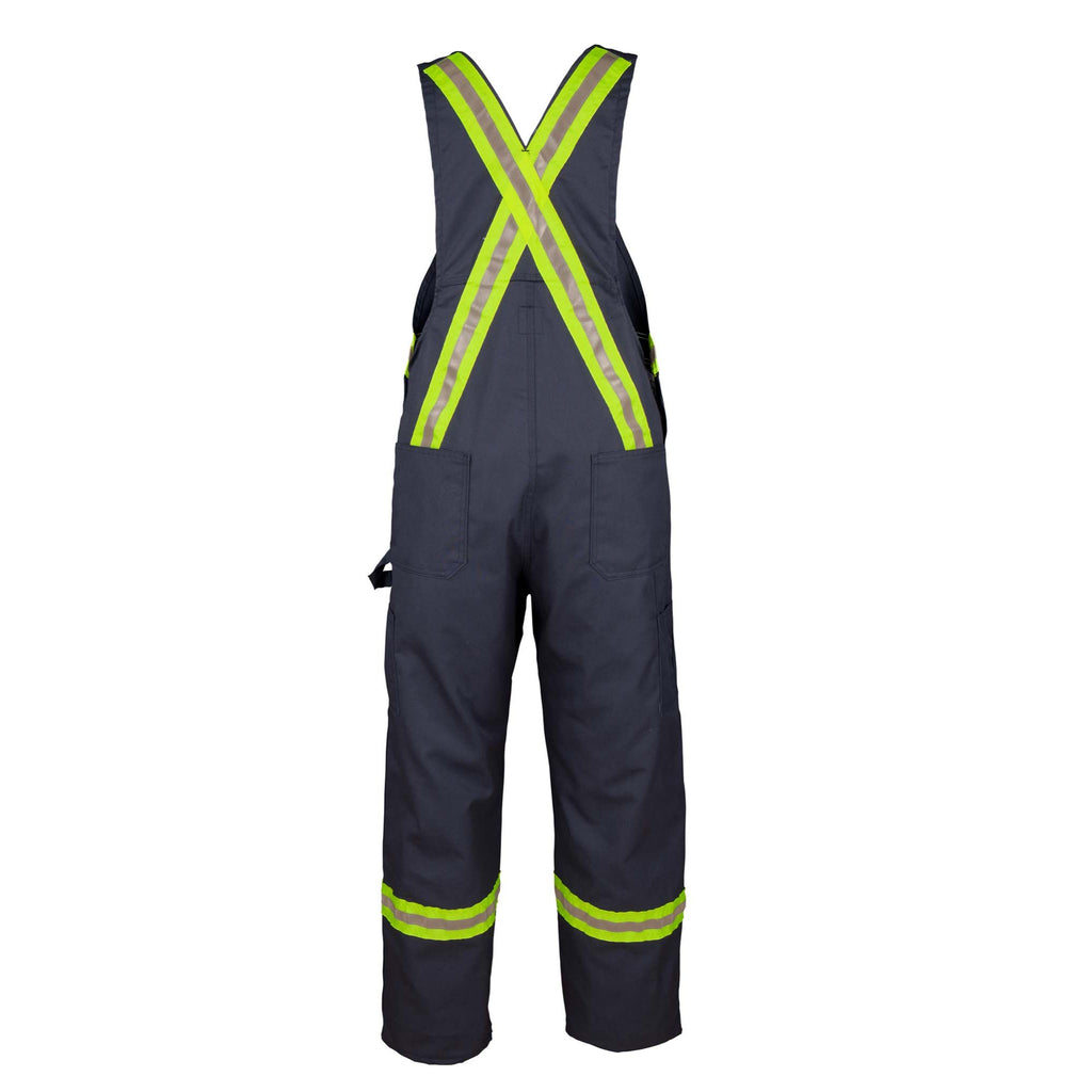 Unlined Industrial Bib Overall with Reflective Tape and leg Zipper