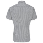 Short-Sleeve Hickory Stripe Shirt with Half-Zip