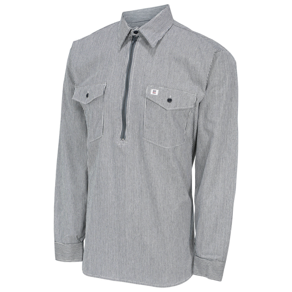 Long-Sleeve Hickory Shirt with Half-Zip