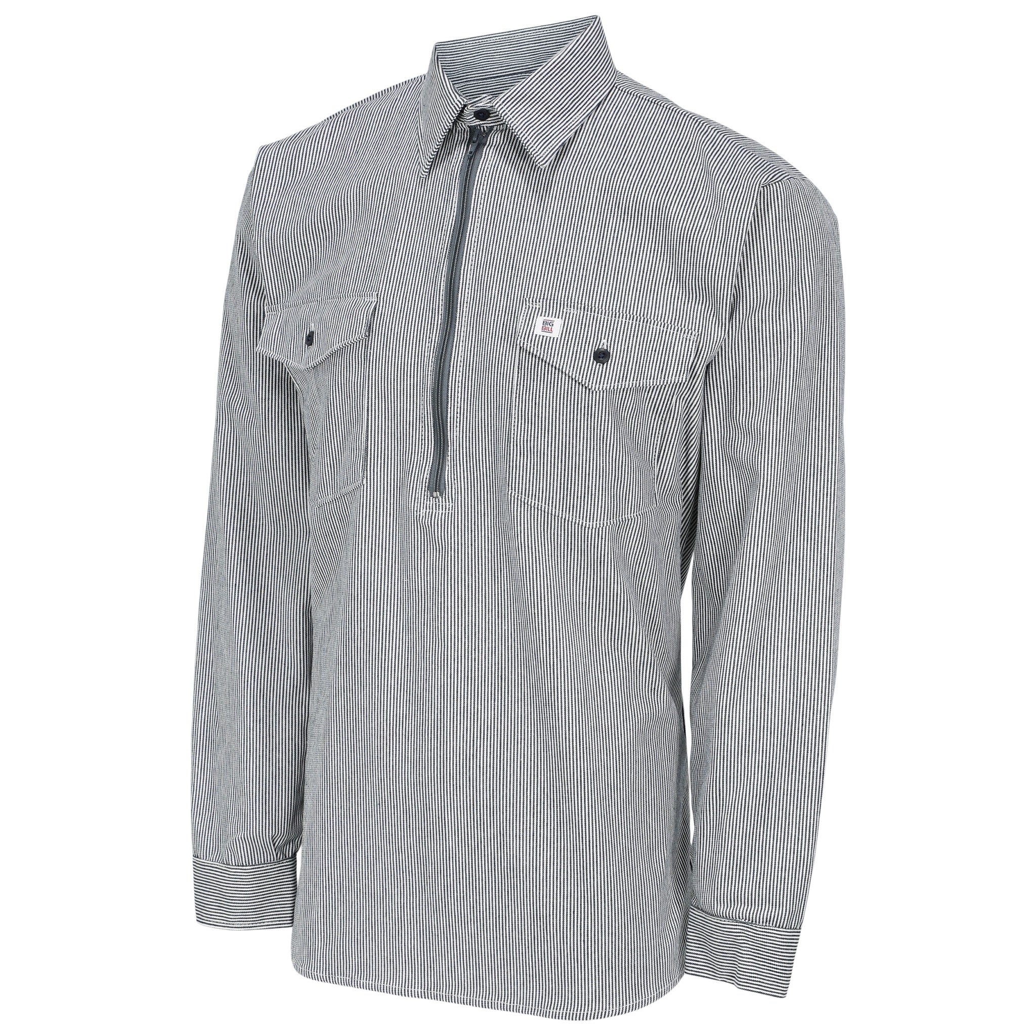 Long-Sleeve Hickory Shirt with Half-Zip
