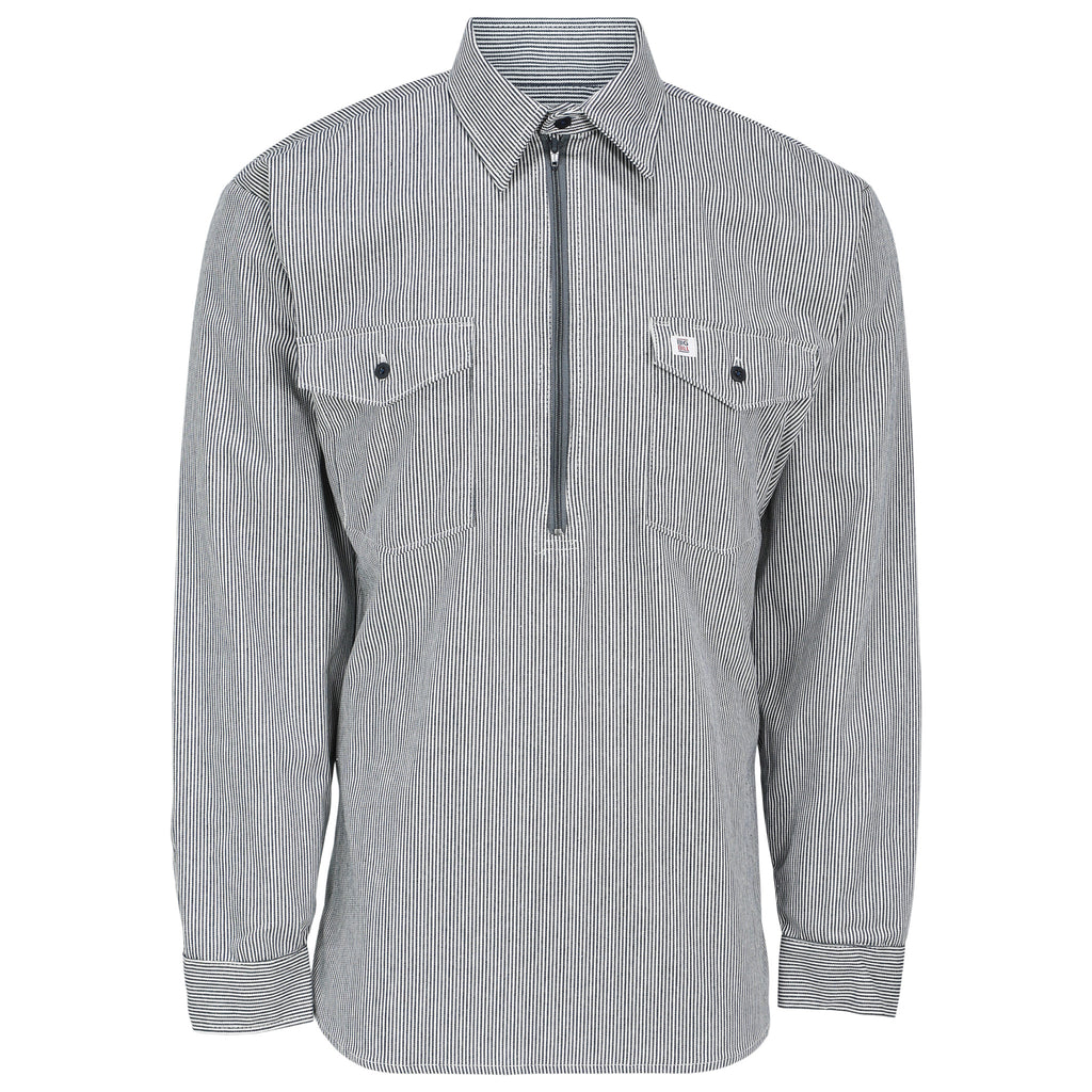 Long-Sleeve Hickory Shirt with Half-Zip