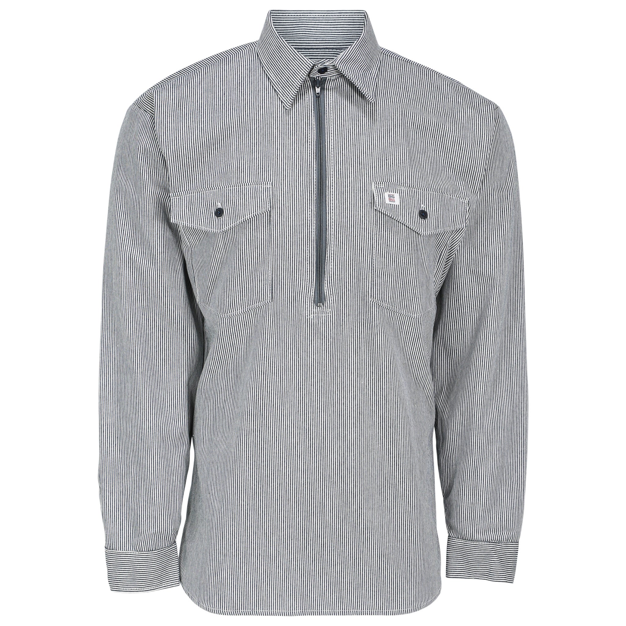 Long-Sleeve Hickory Shirt with Half-Zip