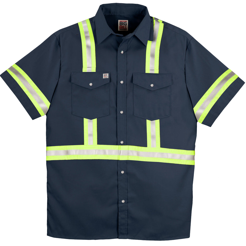 Premium Short-Sleeve Snap Front Work Shirt with 360° Reflective Tape