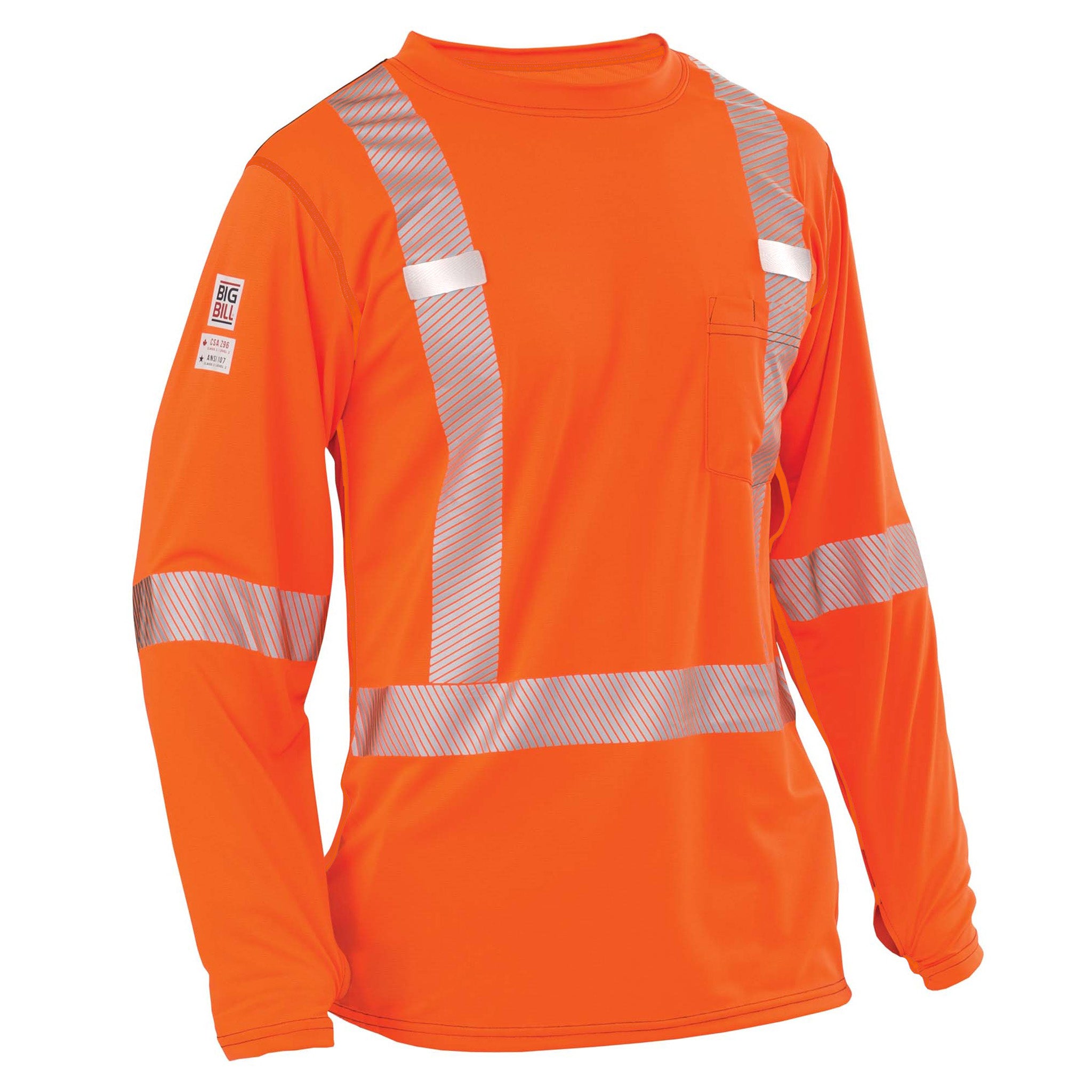 High Visibility Lightweight Grid Long  Sleeve T-Shirt with 2" reflective