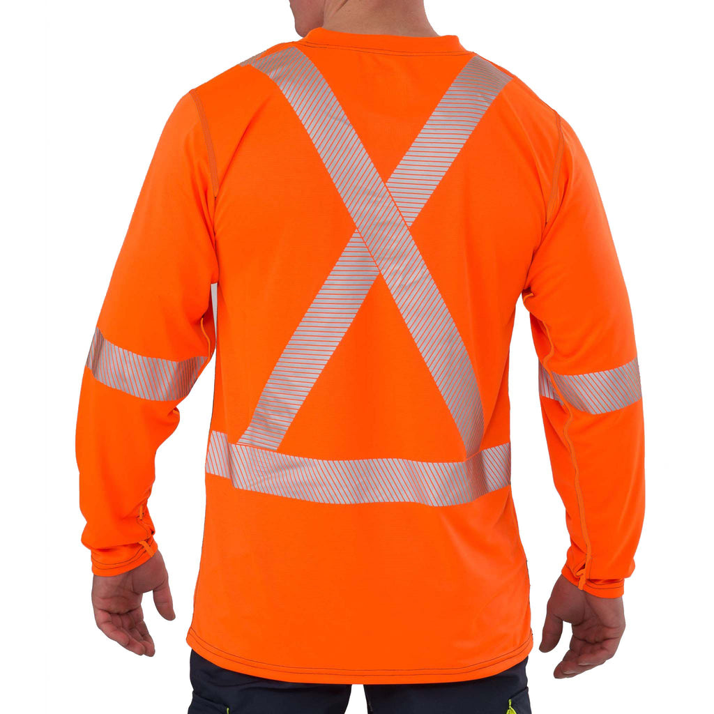 High Visibility Lightweight Grid Long  Sleeve T-Shirt with 2" reflective