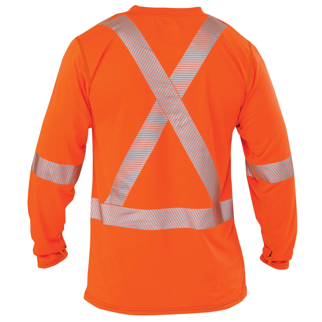 High Visibility Lightweight Grid Long  Sleeve T-Shirt with 2" reflective