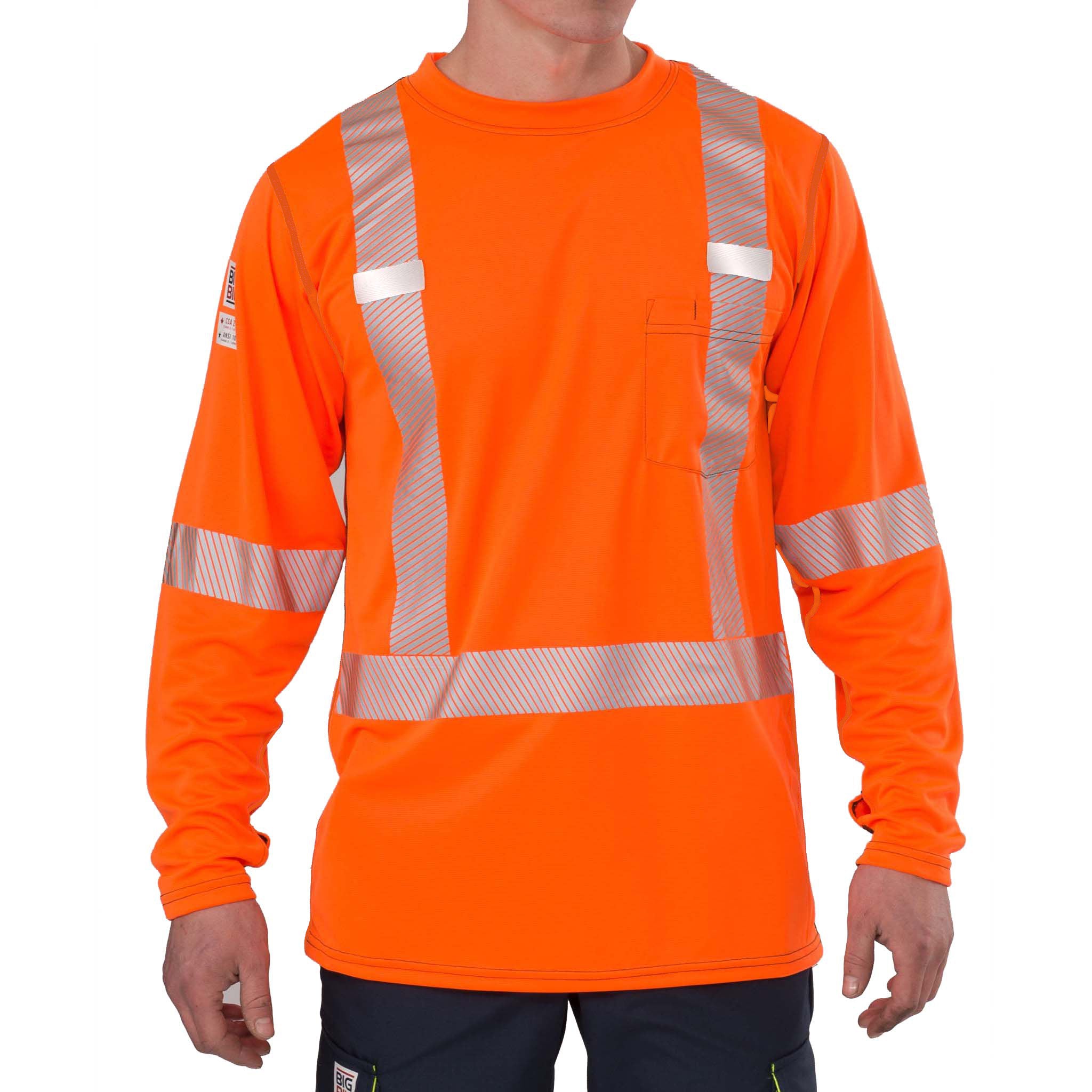 High Visibility Lightweight Grid Long  Sleeve T-Shirt with 2" reflective