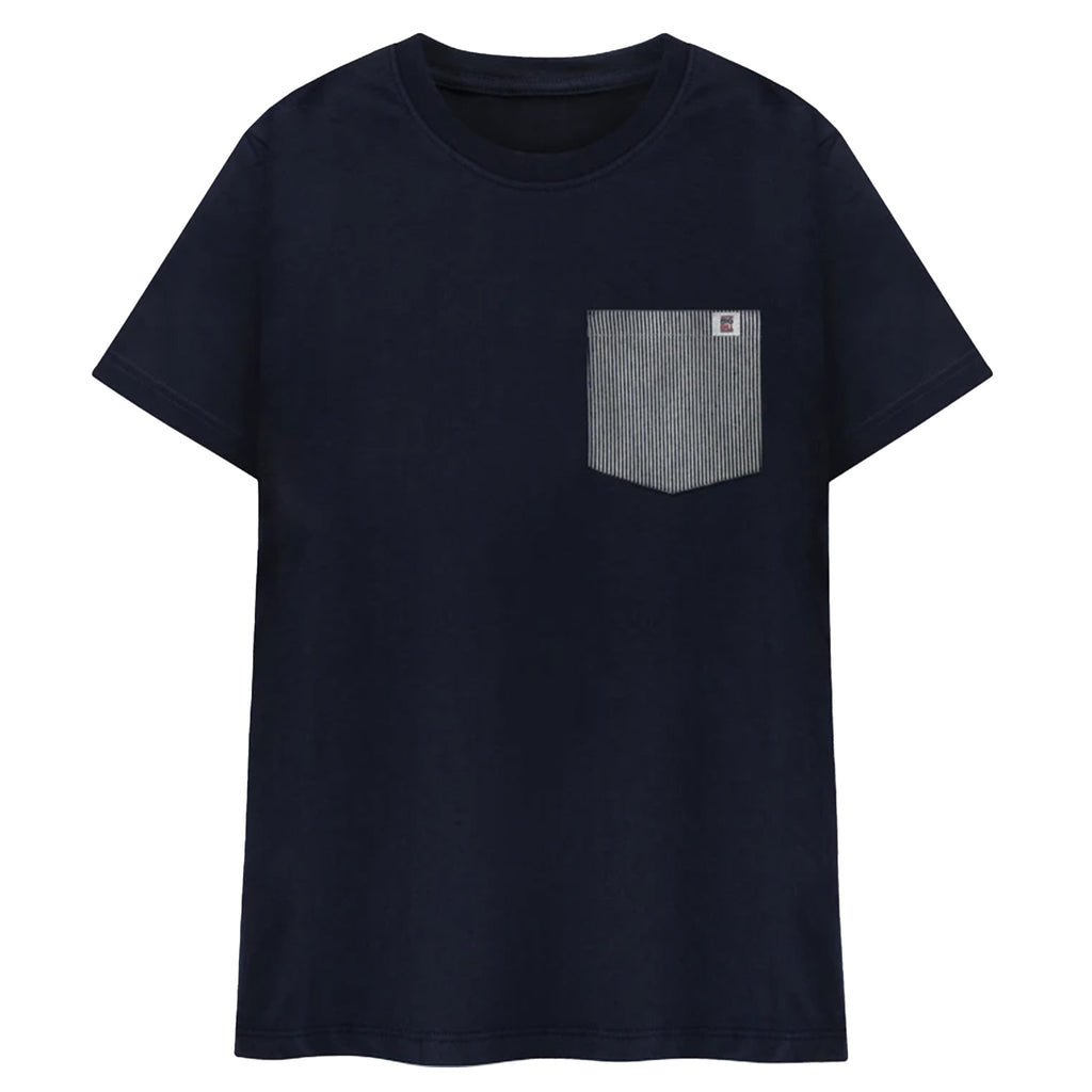 Navy T-Shirt with Colored Pocket