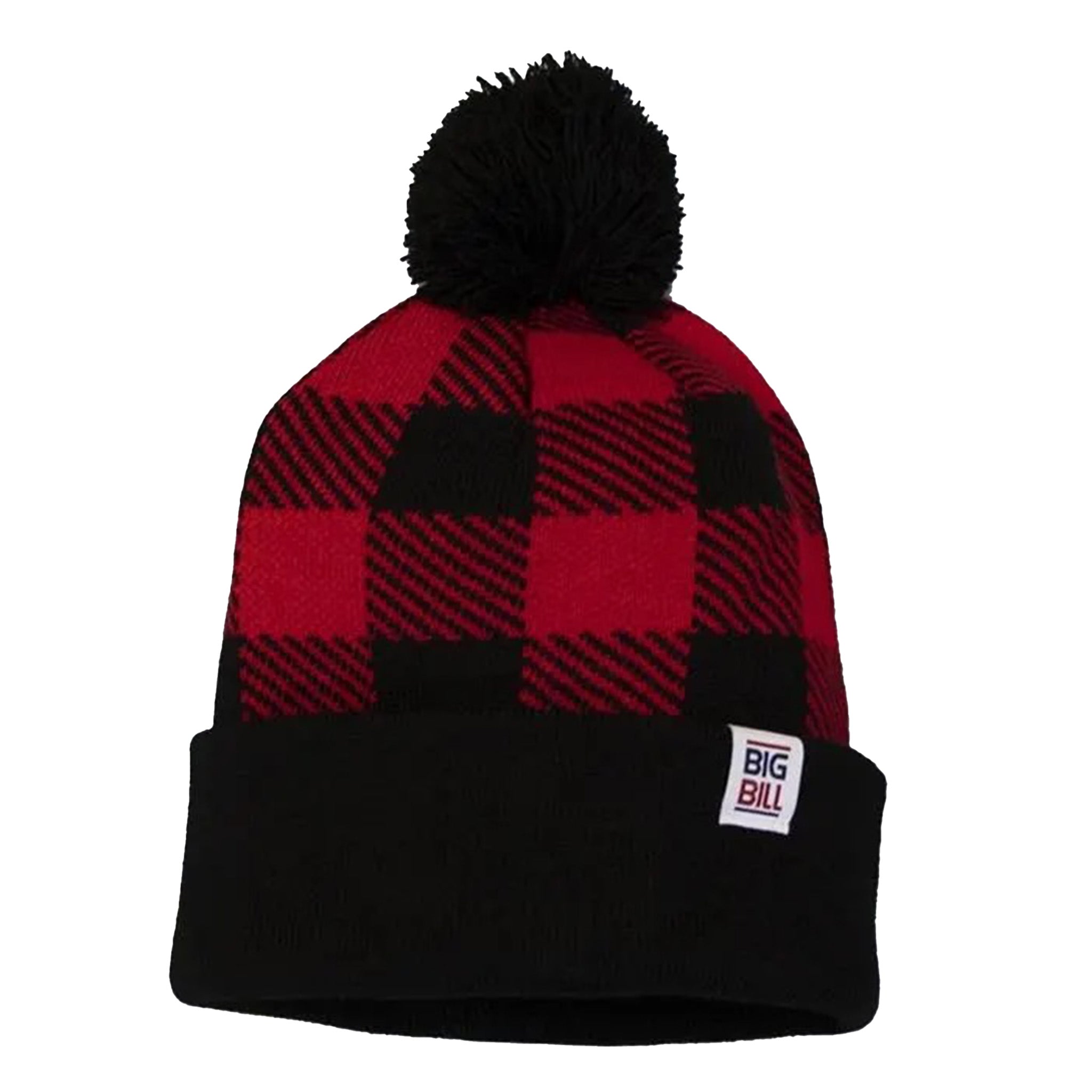 Knitted Buffalo Check Hat with PomPom