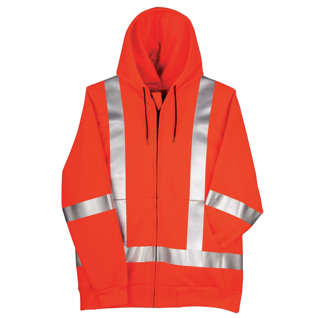 Hi-Vis FR Zip-Front Wind Resistant Hooded Sweatshirt