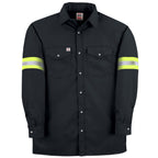 Long-Sleeve Snap Front Work Shirt with Reflective Tape