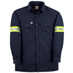 Long-Sleeve Snap Front Work Shirt with Reflective Tape