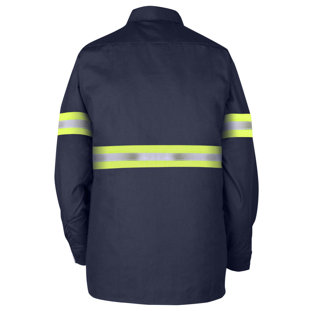 Long-Sleeve Snap Front Work Shirt with Reflective Tape