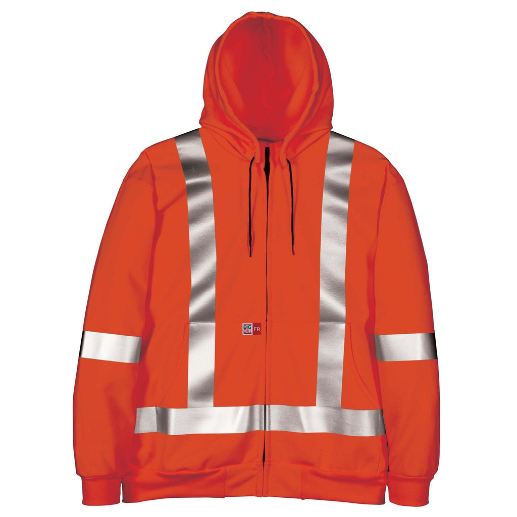 FR Zip-Front Sweatshirt with Detachable Hood and Reflective Material