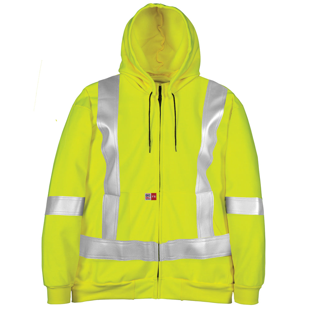 Hi-Viz FR Wind Resistant Zip-Front Sweatshirt with Detachable Hood