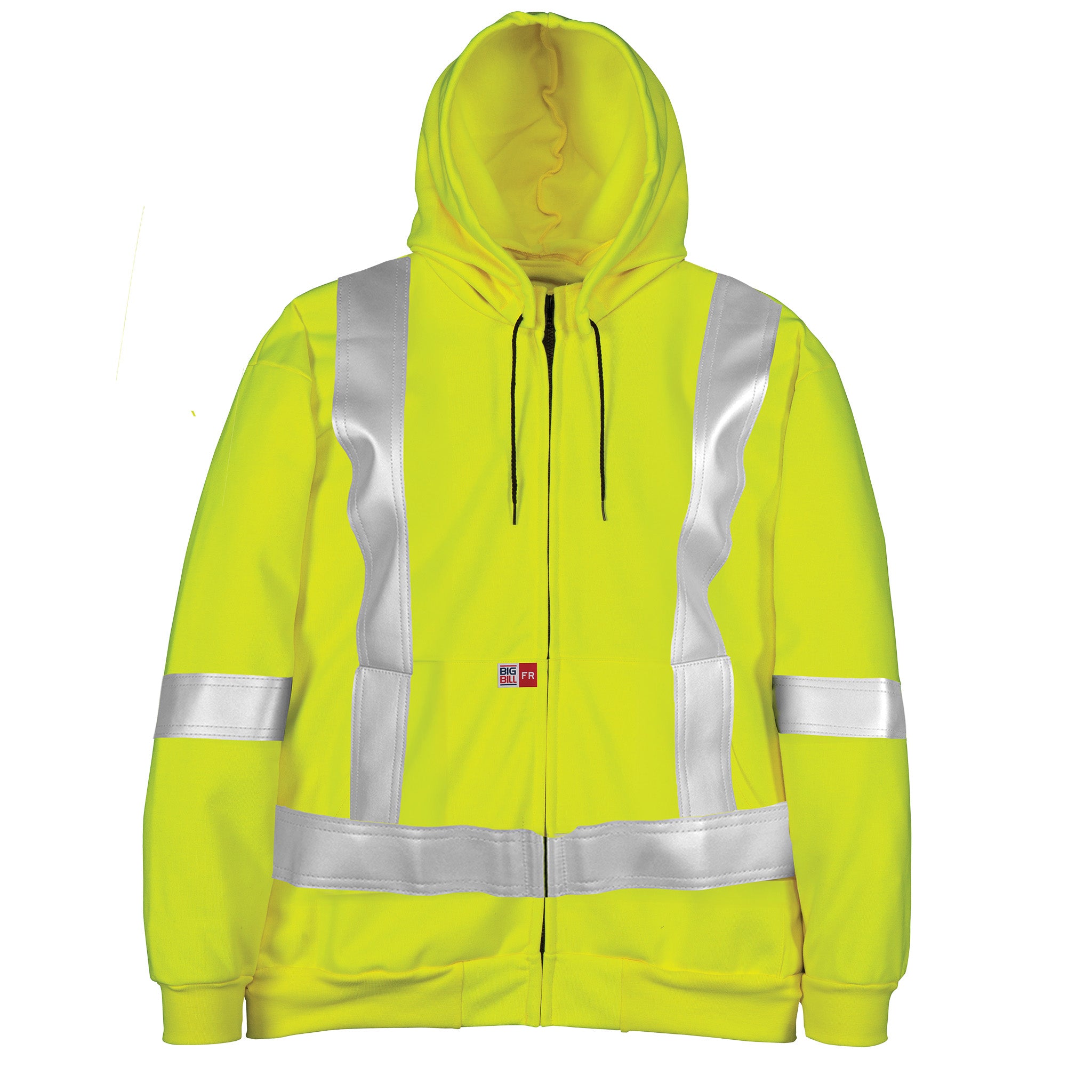 Hi-Viz FR Wind Resistant Zip-Front Sweatshirt with Detachable Hood