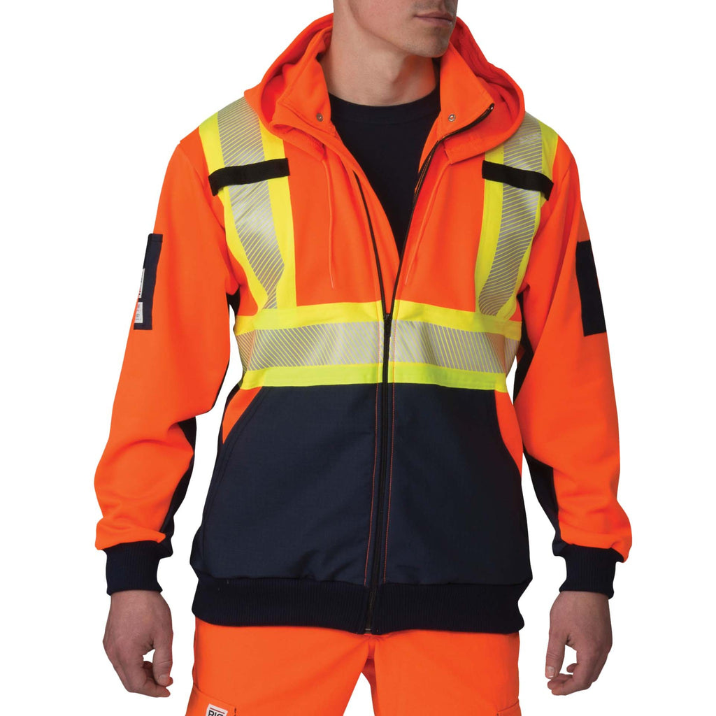 High Visibility Zip-Front Hoodie with Reflective Material