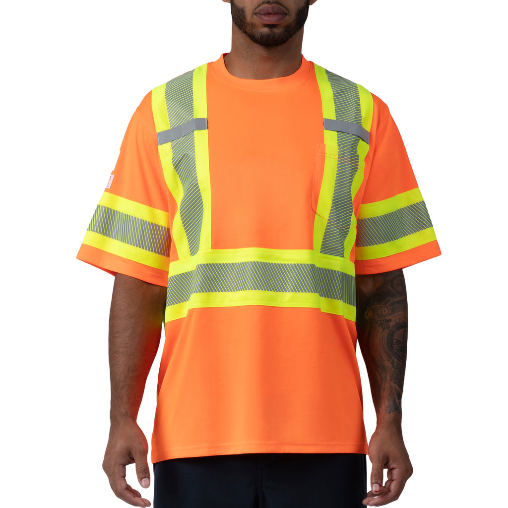 High Visibility Lightweight Grid Short Sleeve T-Shirt with 4" Reflective