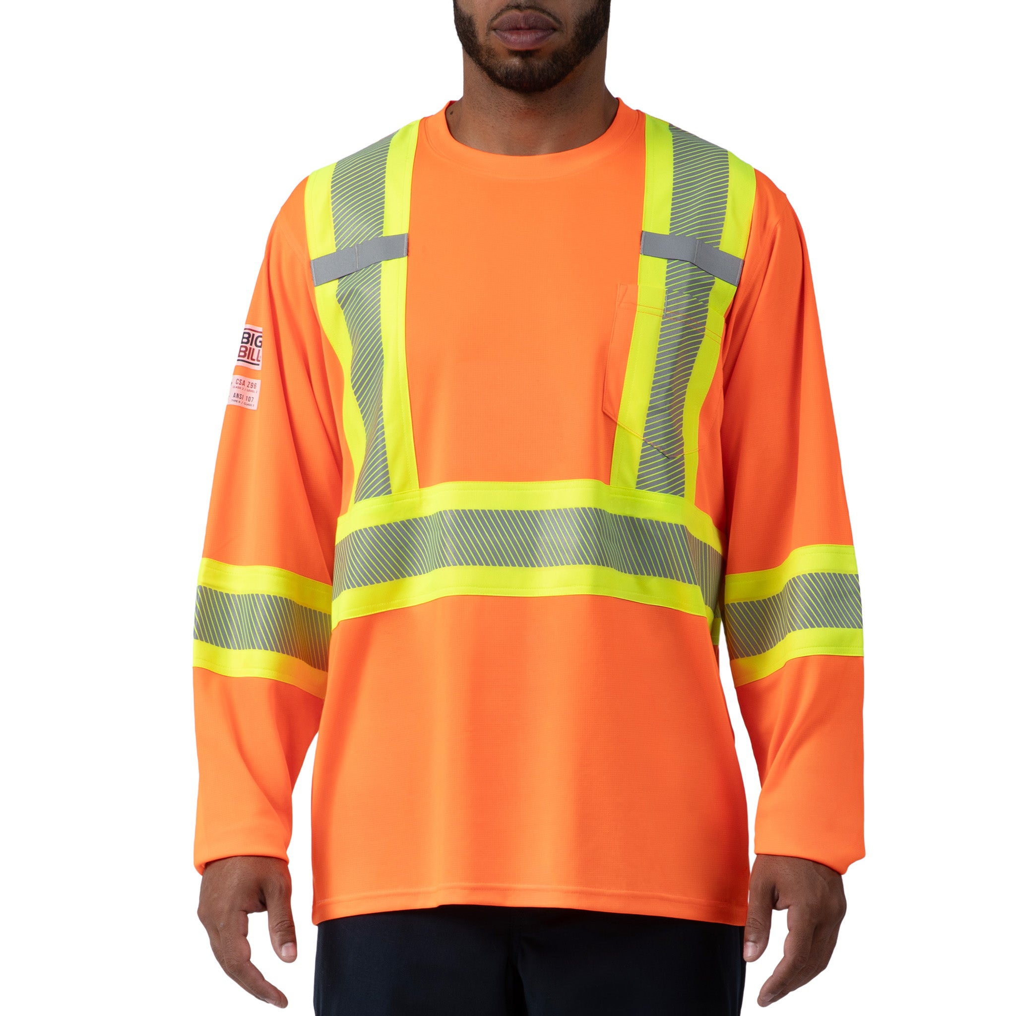 High Visibility Lightweight Grid Long Sleeve T-Shirt with 4" Reflective