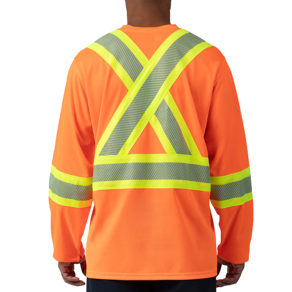 High Visibility Lightweight Grid Long Sleeve T-Shirt with 4" Reflective