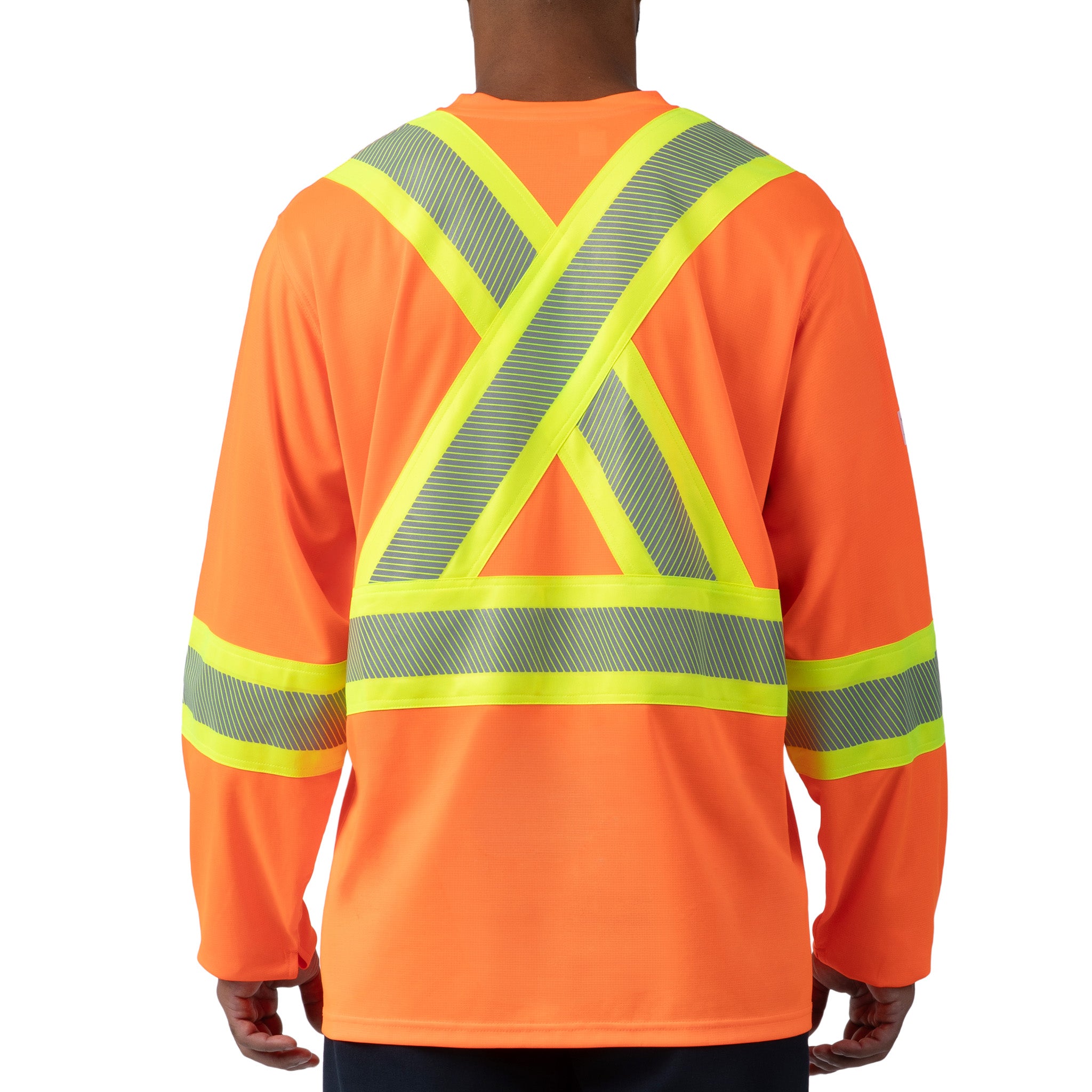 High Visibility Lightweight Grid Long Sleeve T-Shirt with 4" Reflective