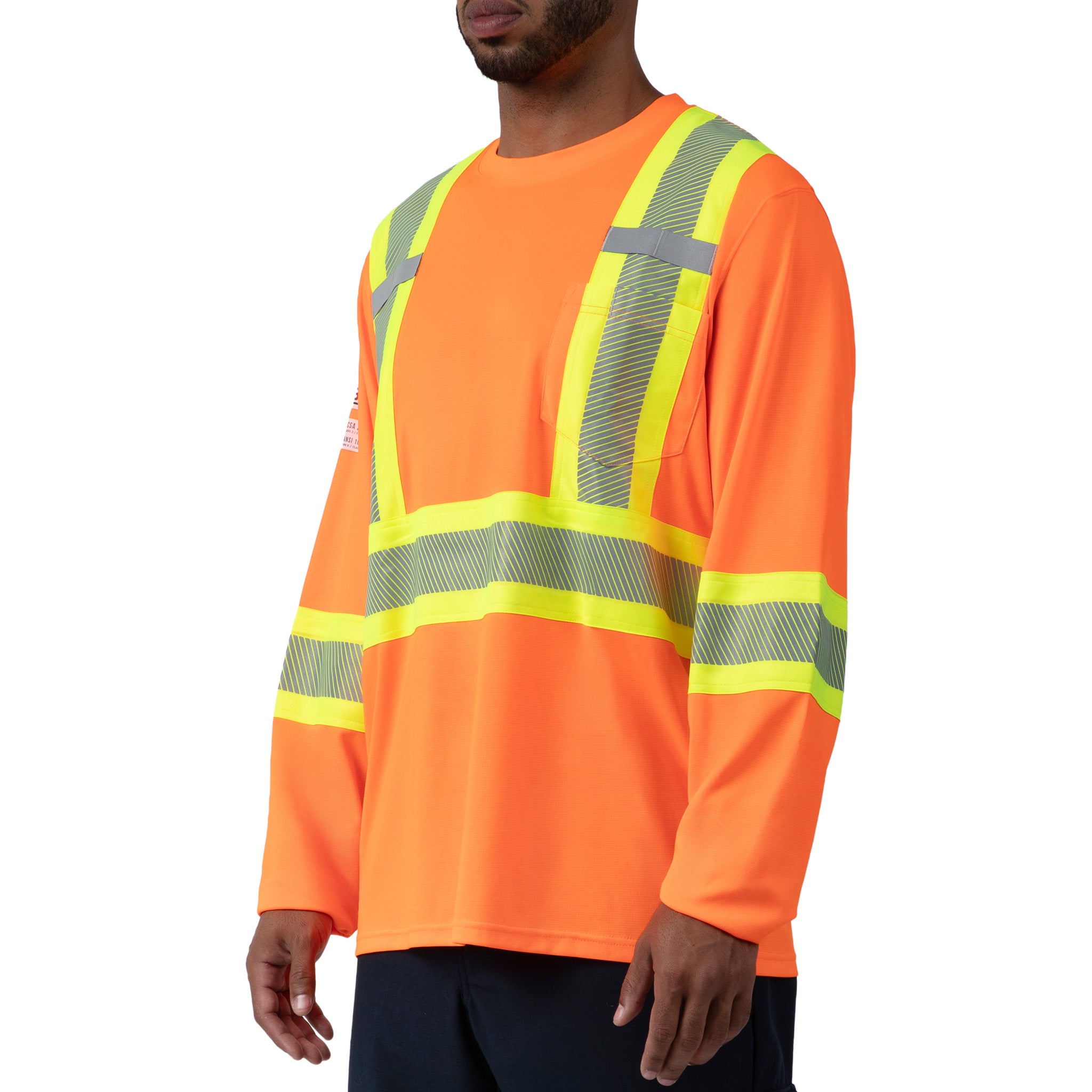 High Visibility Lightweight Grid Long Sleeve T-Shirt with 4" Reflective